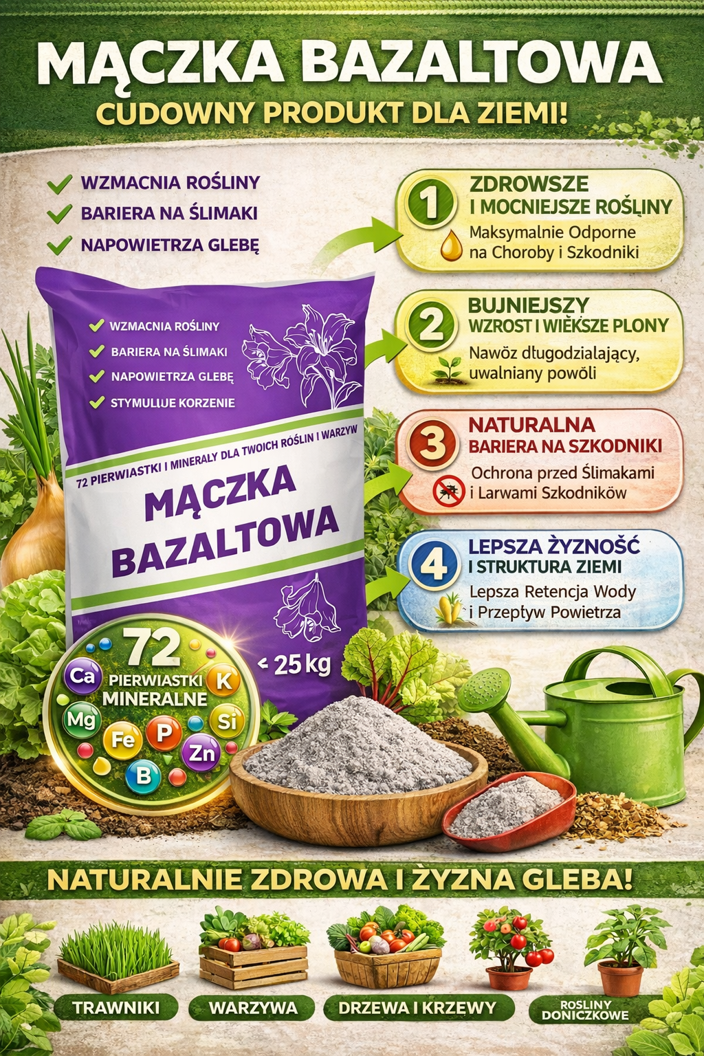 Mączka bazaltowa - naturalny sposób na żyzną glebę i zdrowe rośliny