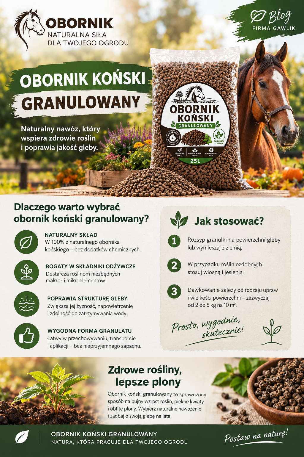 Obornik koński granulowany - naturalny sposób na zdrową i żyzną glebę