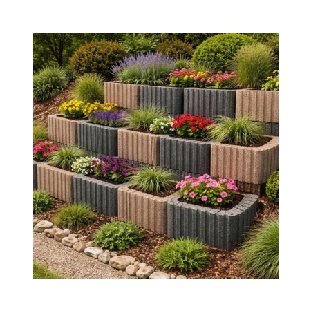 Donica 40 x 27 x 20 cm  waga: 22 kg/szt  1 paleta : 36 szt.  kolory: szary, czerwony, brązowy, grafitowy, piaskowy